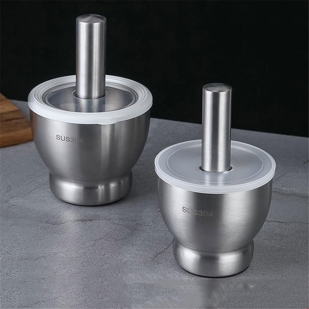 Set di pestello e mortaio Set di anelli for macinazione manuale in acciaio inossidabile 304 e set di mortaio e pestello for uso domestico, barattolo for macinare manualmente l'aglio Mortaio e pestello