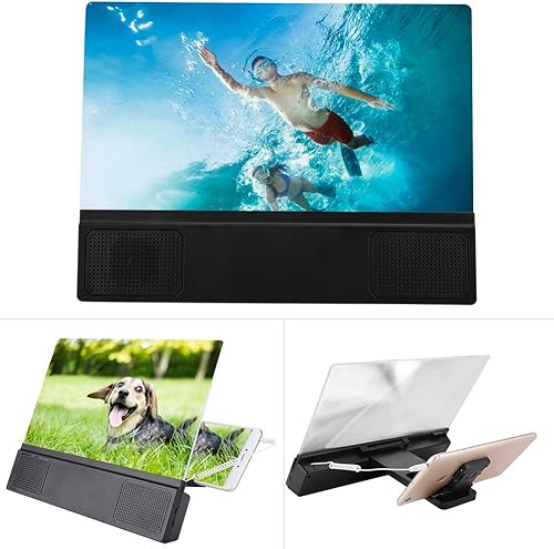 Miniatura 5 de ASHATA Lupa de pantalla de teléfono móvil de 12 pulgadas Amplificador de video HD con altavoz, lupa de pantalla de video de película de teléfono
