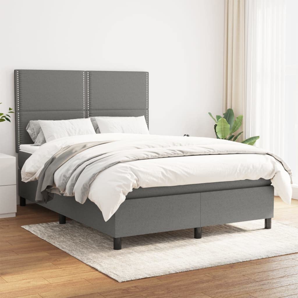 Cama con somier con colchón de 140 x 190 cm y colchón de muelles ensacados de dureza media y protector de colchón hipoalergénico