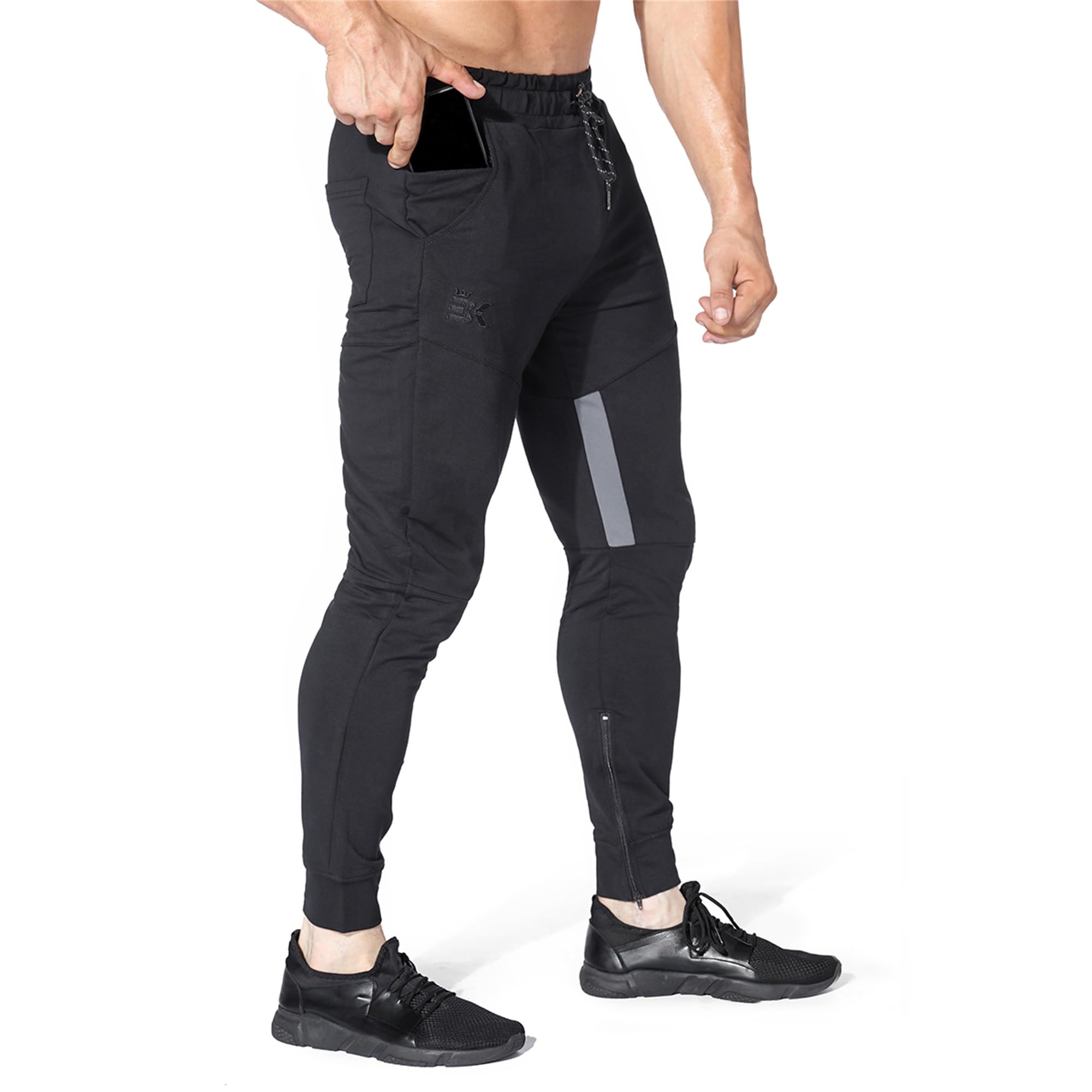 ZENWILL Cerniera Tasche Pantaloni Maglia Tuta Uomo Pantaloni Lunghi Palestra Cotone Uomini Sport Allenamento Jogger