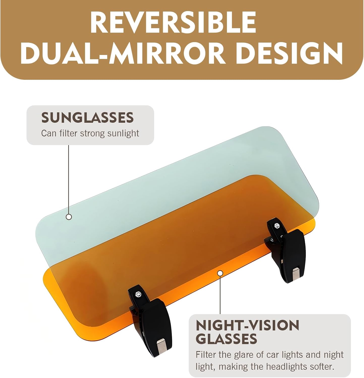 Sun Visor Extender for Car, Day and Night Anti-Glare Driver Goggles, Car Visor Extender Sun Blocker (Yellow)