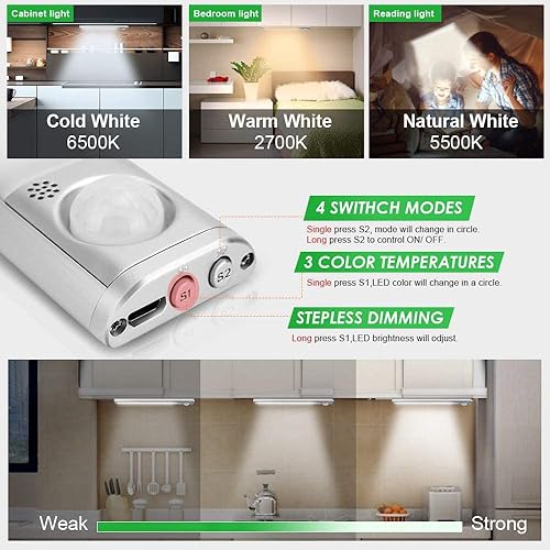 Miniatura 3 de goodland 160 LED Closet Lights & 80 LED Closet Light Motion Sensor Under Cabinet Lights Indoor Wireless Lighting 3600mAh Battery Powered Light Bar