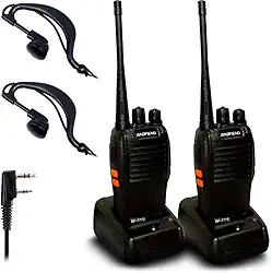 Kit com 2 Radios Comunicador Walk Talk Transmissor Profissional Com Fone de Ouvido 16 Canais Longo Alcance