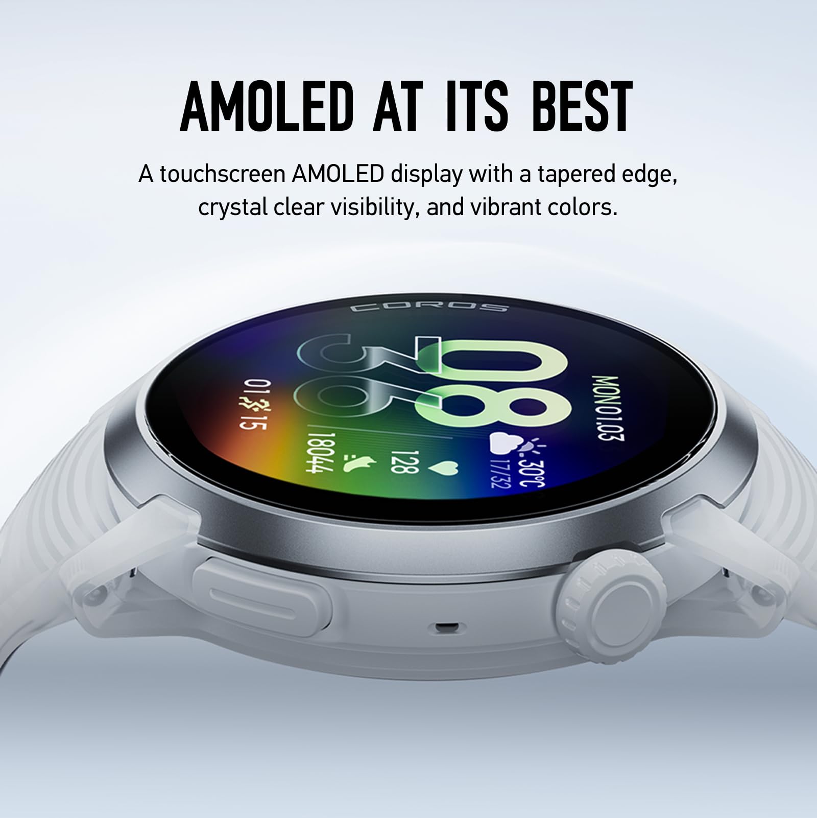 COROS PACE 4 Ultralekki sportowy zegarek GPS, ekran dotykowy AMOLED 1,2", 19 dni codziennego użytkowania, sterowanie głosem, zaawansowane narzędzia treningowe, GPS, nawigacja (biała chmura)