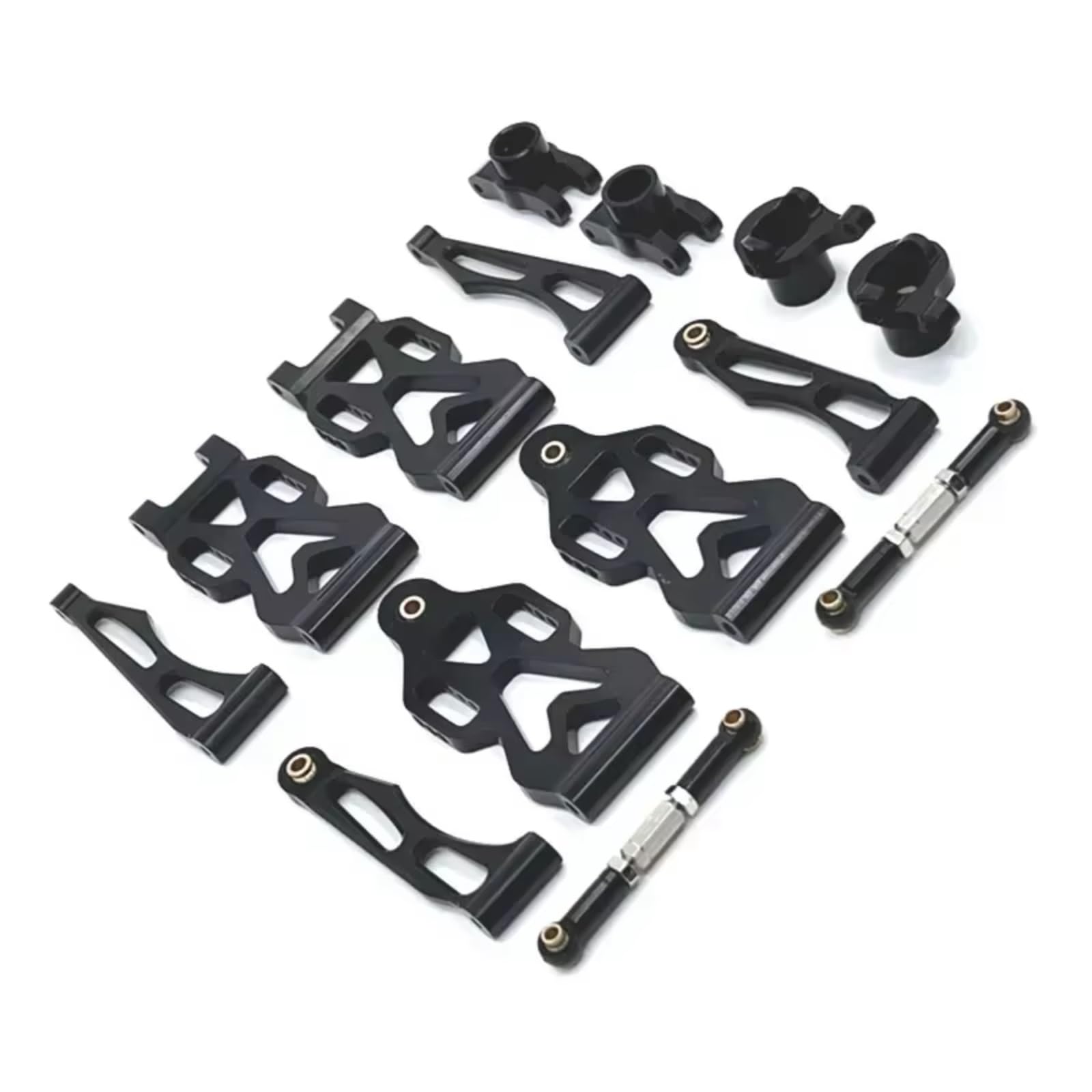 Compatible con SCY 16101 16102 16106 16201 para JJRC Q130A Q130B Q141 Q117 1/16 RC Car Parts Kit De Copa De Dirección De Brazo Delantero Y Trasero De Metal Piezas actualización RC(Black)