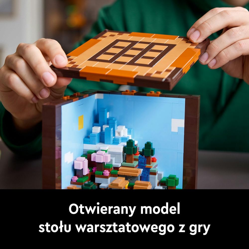 LEGO Minecraft Stół warsztatowy, Zestaw dla Dorosłych Fanów z Okazji 15-lecia Powstania Gry, Zawiera 8 Postaci, w tym: Steve, Alex i Moby, Pomysł na Prezent dla Gracza, dla Mężczyzny i Kobiety, 21265