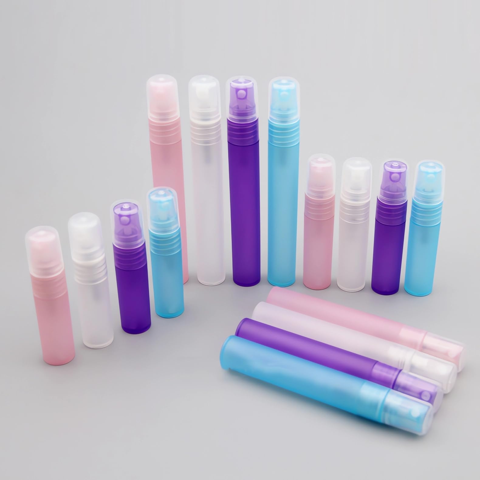 100 Piezas 10ml Mate Morado Recargable Botellas Sprayer Fina Botella de Spray Vacías Plástico, para Perfume Viaje Artículos de Agua Cosmético Alcohol