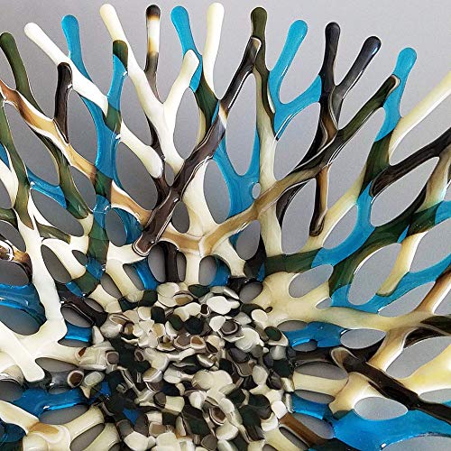 Glass Art Beach Themed Sea Coral Fruit Bowl | 11 Inches | Ivory Turquoise Blue and Brown | MADE TO ORDER - Image 4