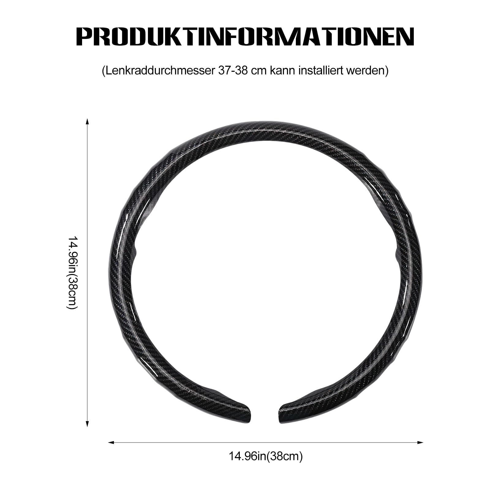 Ergocar Lenkradbezug Rund Leder Mit Carbon-Optik Ultradünn Schweißabsorbierend Atmungsaktiv Farbecht rutschfest Autozubehör Universalgröße 38 cm (14 Zoll)