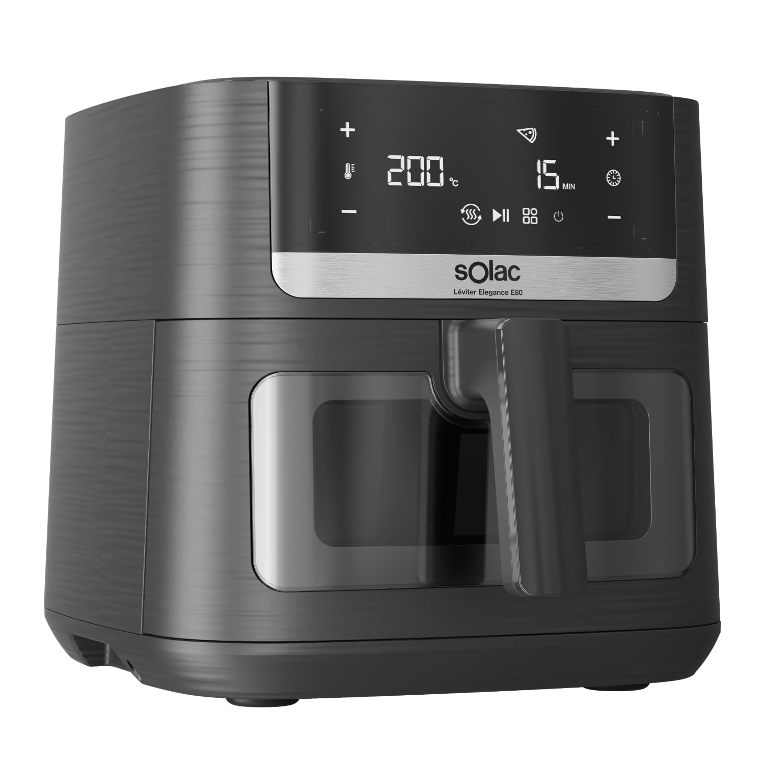 Solac - Air Fryer Leviter Elegance E80 | 1800W 8L | Pantalla Táctil | 8 Programas Automáticos | Temperatura Ajustable y Temporizador | Cocina Rápida | Apta para Lavavajillas | Negro