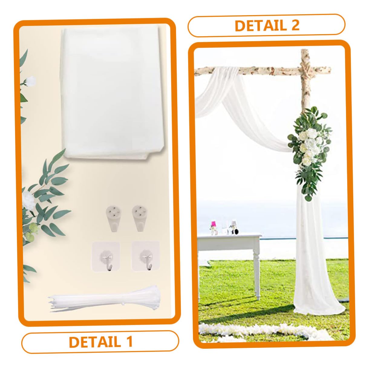 Zerodeko Set di Fiori Artificiali per Decorazione per Struttura Nuziale Bianco, in Seta Artificiale e Garza, Facile da Curare e Mai Appassire, per Allestimenti di Matrimoni