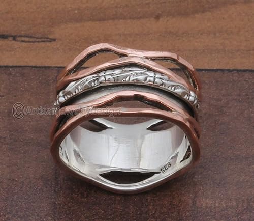 Miniatura 3 de 925 Sterling Silver Ring, Handmade Silver Ring, Everyday Spinner Ring, Spinner Band Ring, Statement Spinner Ring, Spiritual Silver Ring, Spinning