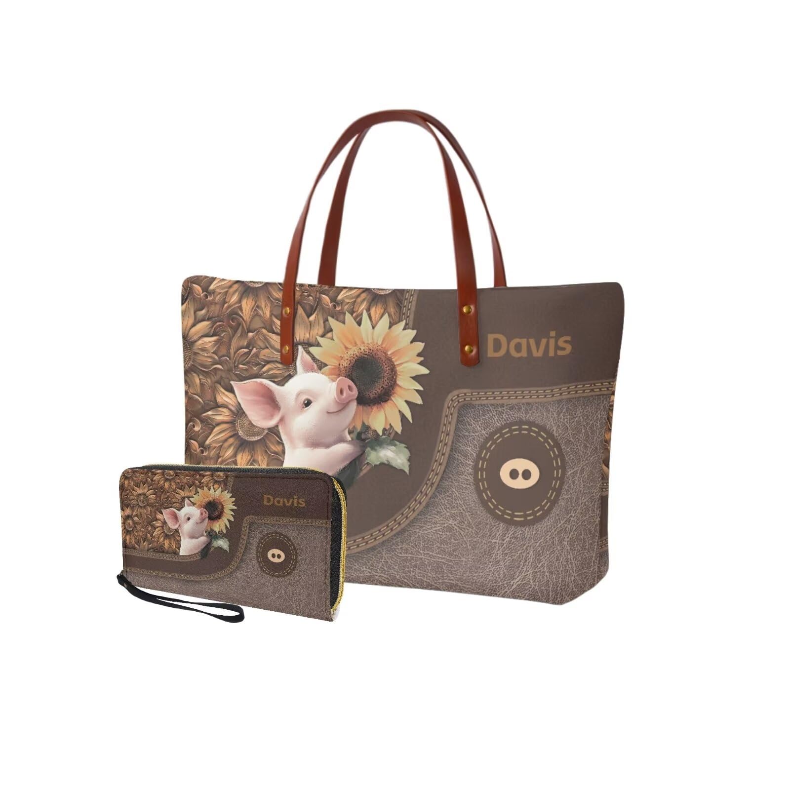 PCSJRKG Women Handbags Wallet Tote Bag Shoulder Bag Top Handle Satchel Purse Set 2pcs