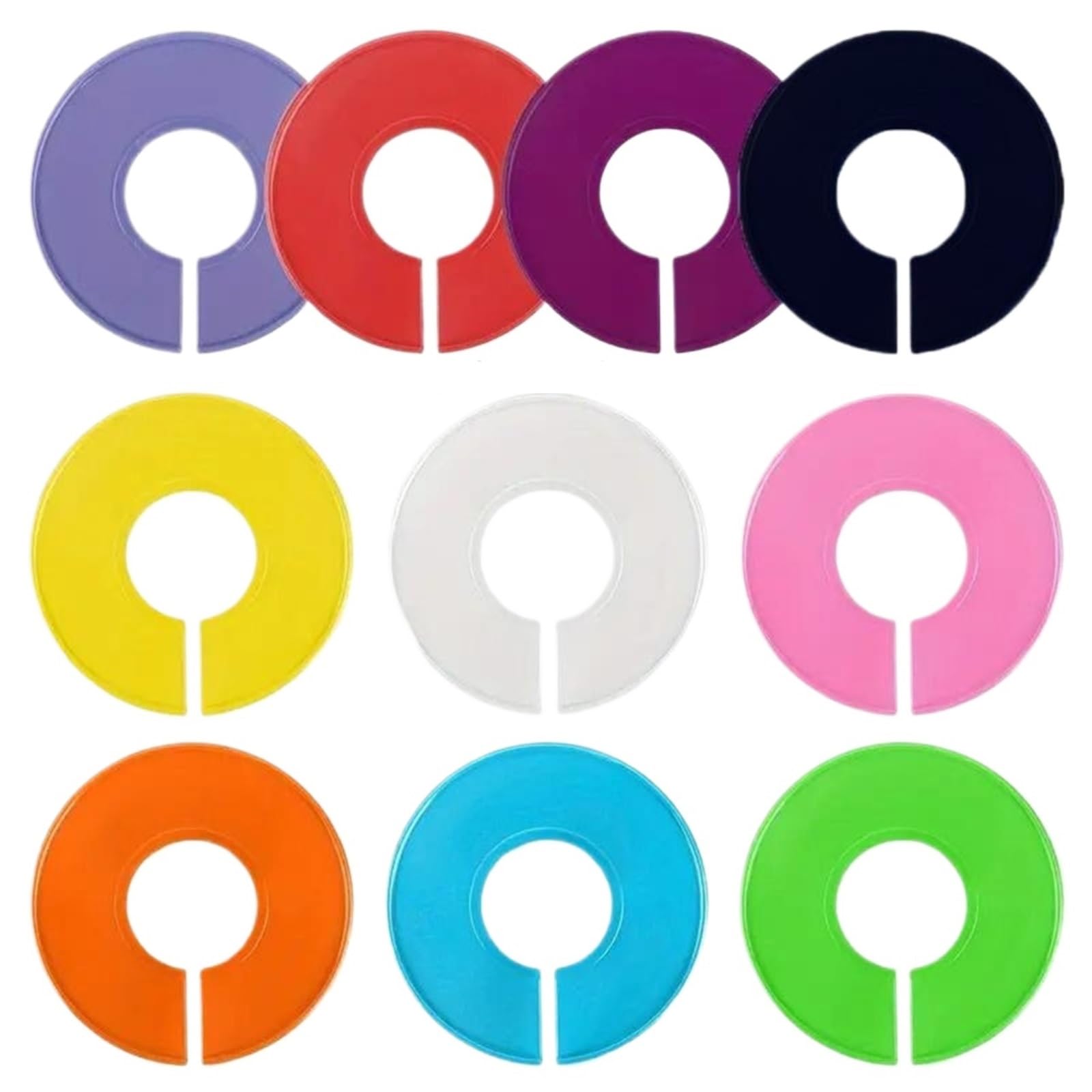 Zeahkri Hanger Dividers 30pcs Plastic Clothing Rack Size Dividers Round Hangers Closet Garment Tags Marking Ring for Sorting Clothes(Mixed color)