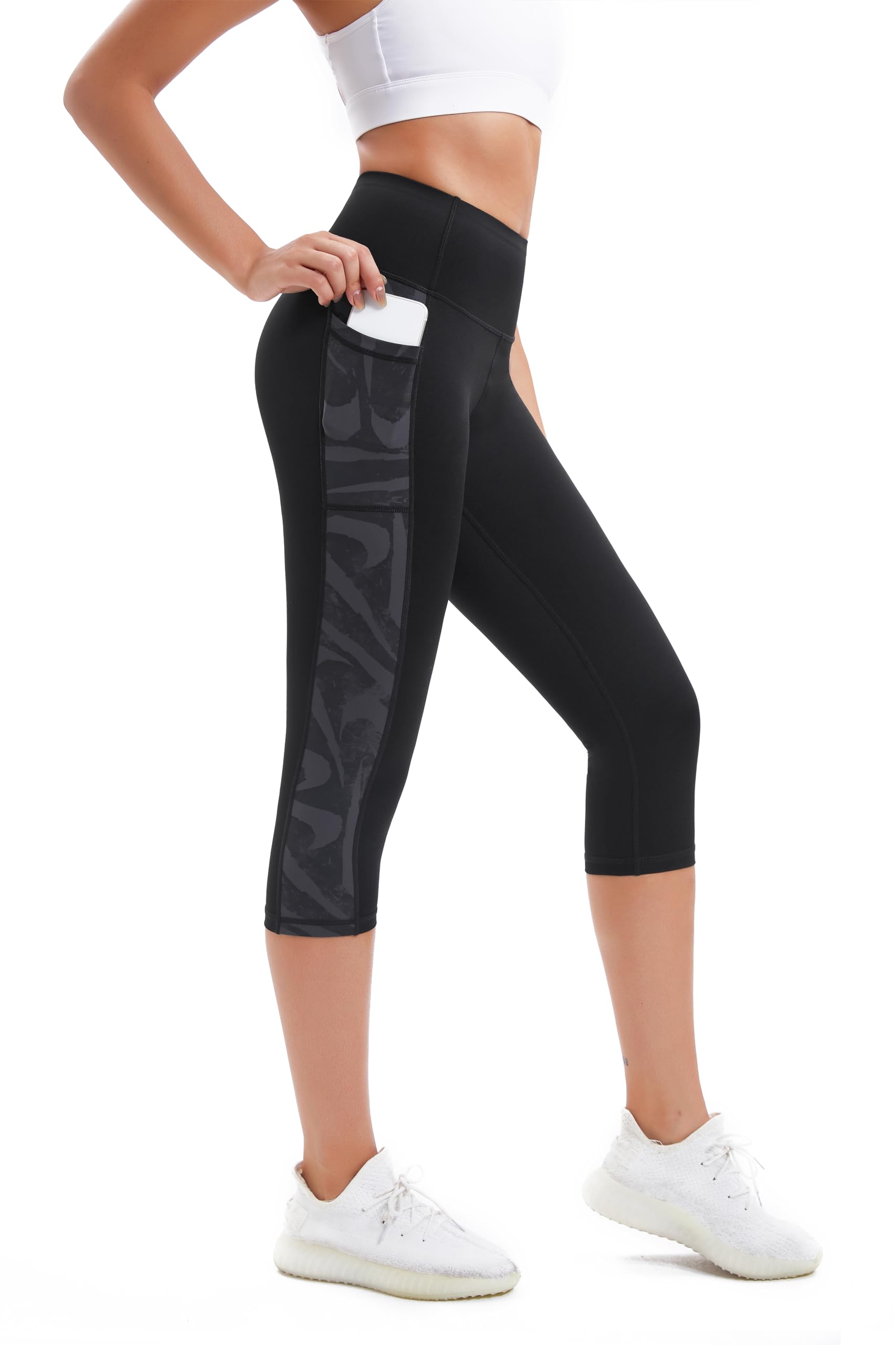 Buepeara Damen Sport Leggings mit Taschen, High Waist Sporthose Tights Laufhose Fitnesshose Yogahose