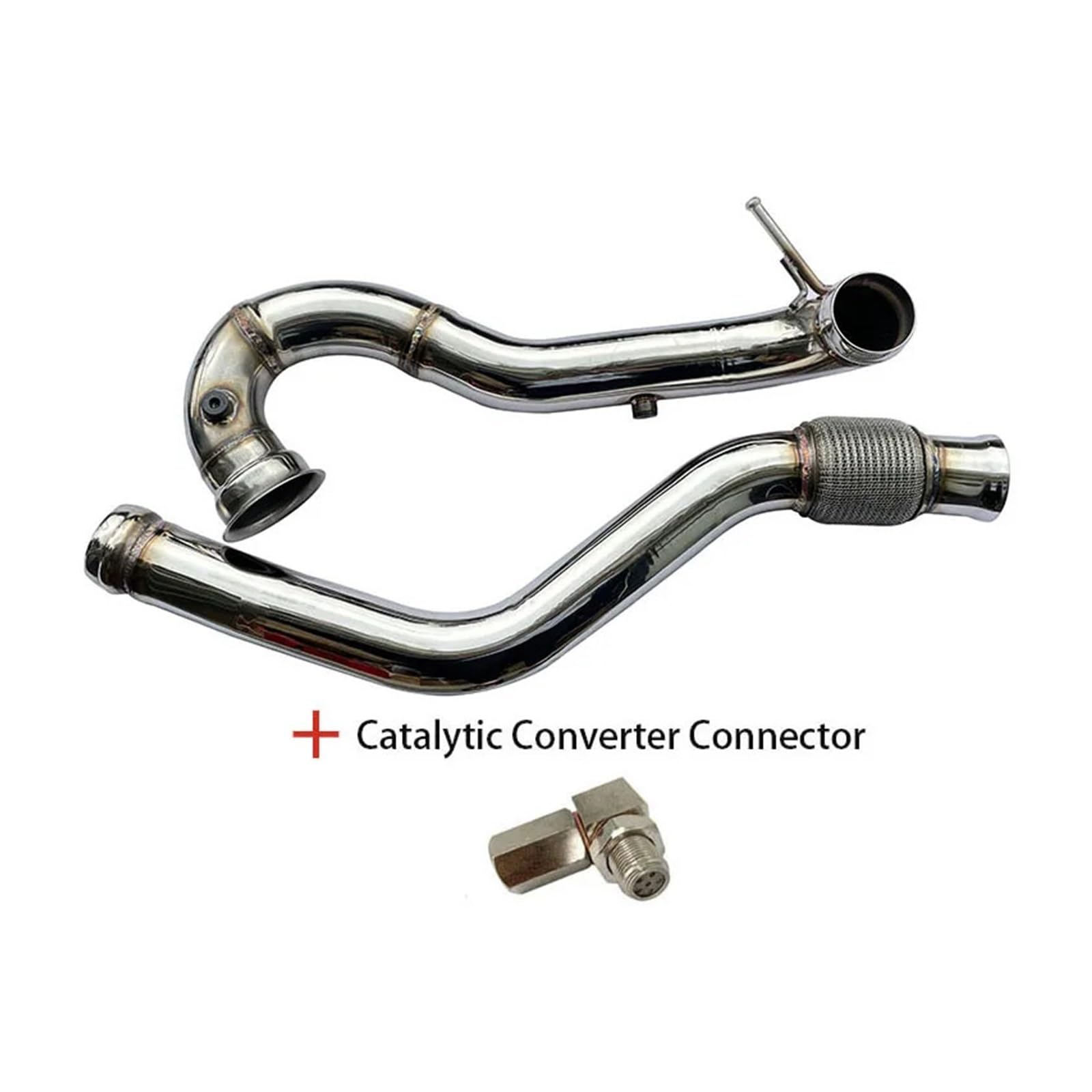 Xuanqingyi Store Turbo Catless Downpipe rura wydechowa, kompatybilna z Be*nz, kompatybilna z AMG A45 Cla45 3 cale (K8-HP-008-CEL)