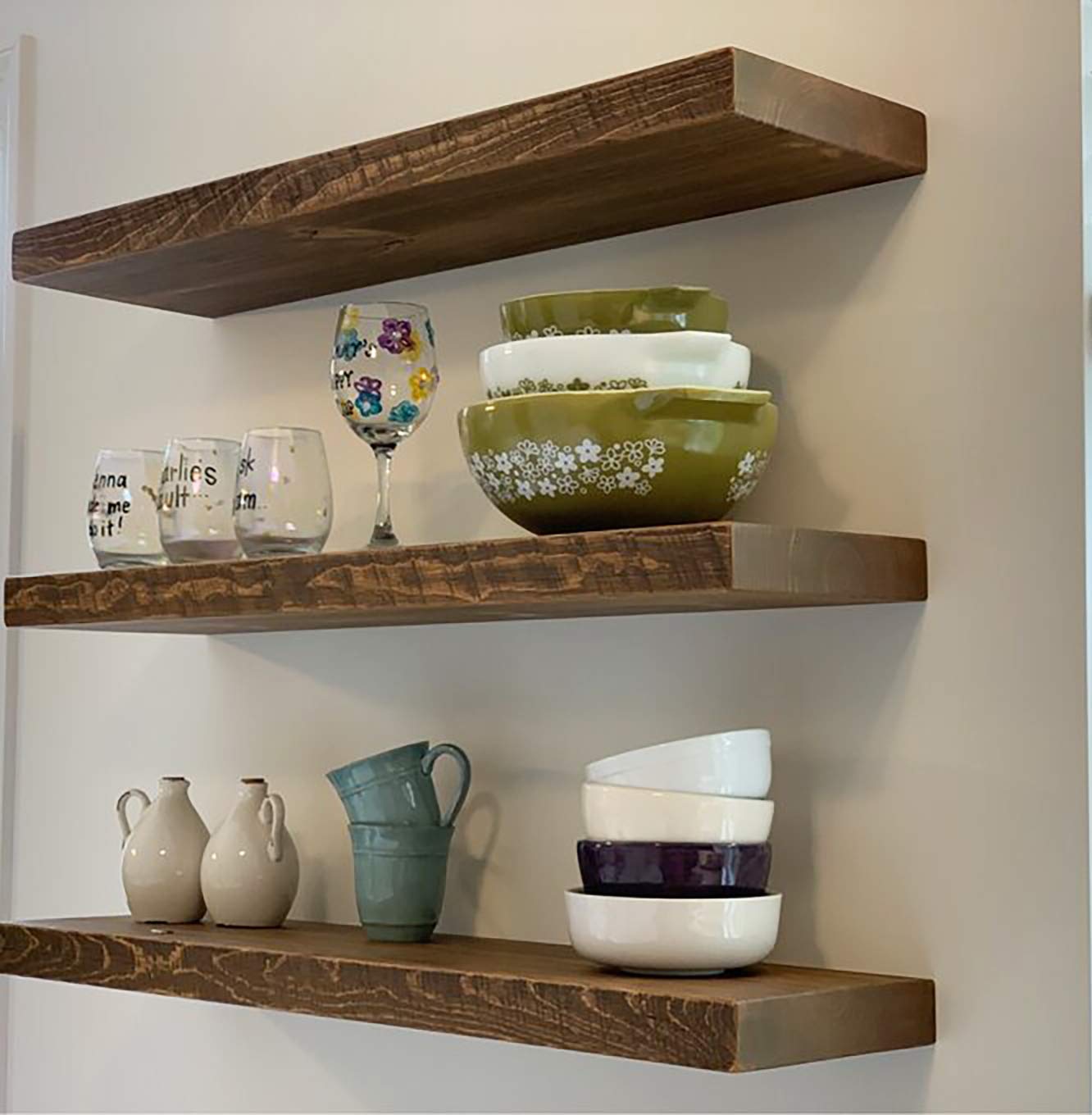 Joel's Antiques, 2" Thick x 12" Deep, Floating Shelf, Heavy Duty, Easy Hang, Solid Wood, Rustic, USA Handmade, 30", Medium Brown