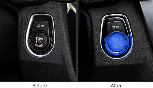 Miniatura 4 de iJDMTOY Juego de botón de arranque de motor sin llave de aluminio anodizado azul con anillo circundante compatible con BMW 2 3 4 Series X1 (F22 F30