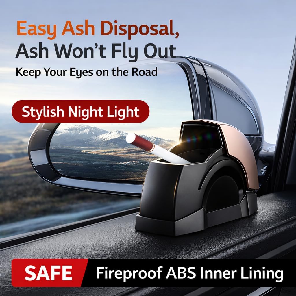 Portable Pocket Ashtray with Lid, Windproof Outdoor Travel Ash Container, Compact Odor-Reducing Pocket Container for Camping, Hiking and Car Use