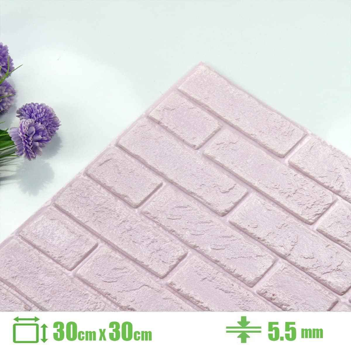 11.81" x 11.81" 3D Faux Brick Wall Stickers PE Foam Brick Wall Panels Wallpaper for Living Room TV Background Kids Room,Light Purple,30PCS