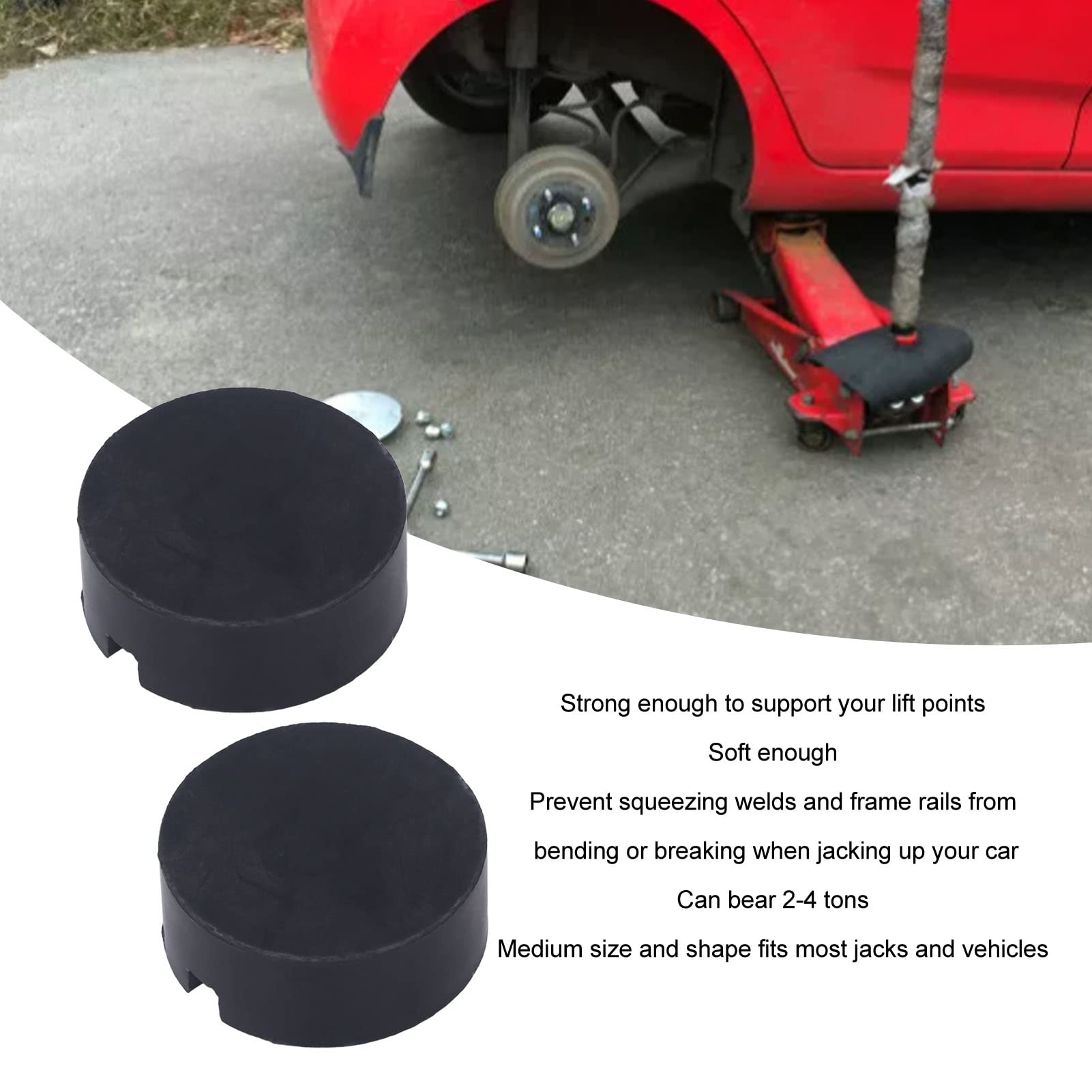 Medium Rubber Jack Pad, Slot Adapter for Car Axle Stand SUV, Non Slip, Stable Hold with Indentation, Universal Fit, Fast Application, Accurate Alignment