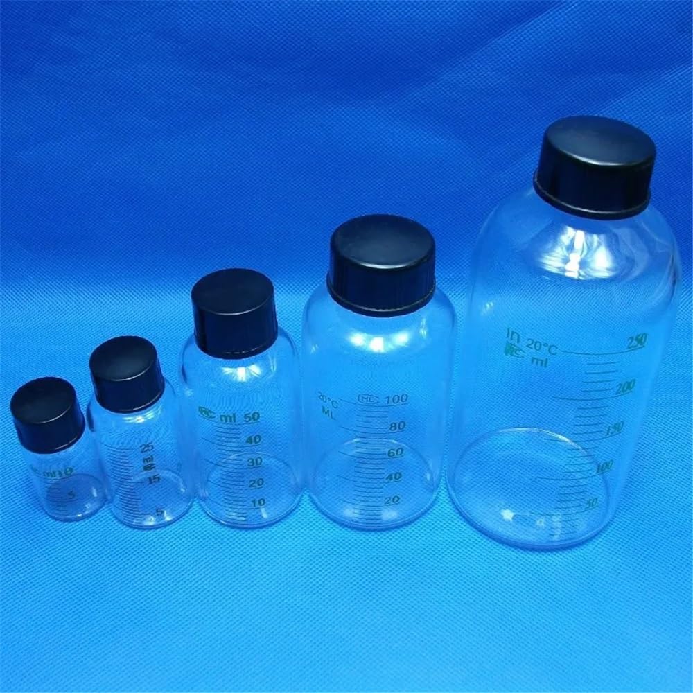 Cristalería de Laboratorio Botellas de muestra graduadas de vidrio de 250 ml, 10 unidades por lote, for suero