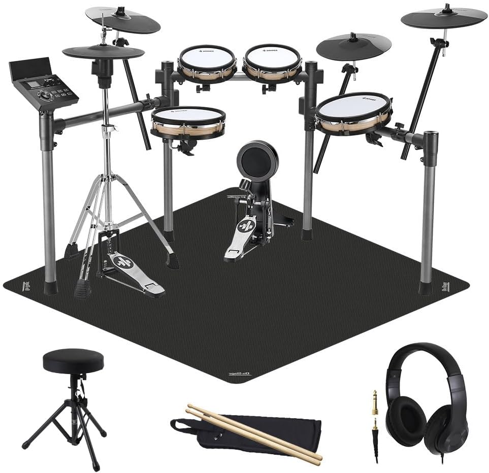 Donner Groove Ultra SC Beginner Set with Mat Electronic Drum Wood Grain Shell with Hi-Hat Stand and Donner