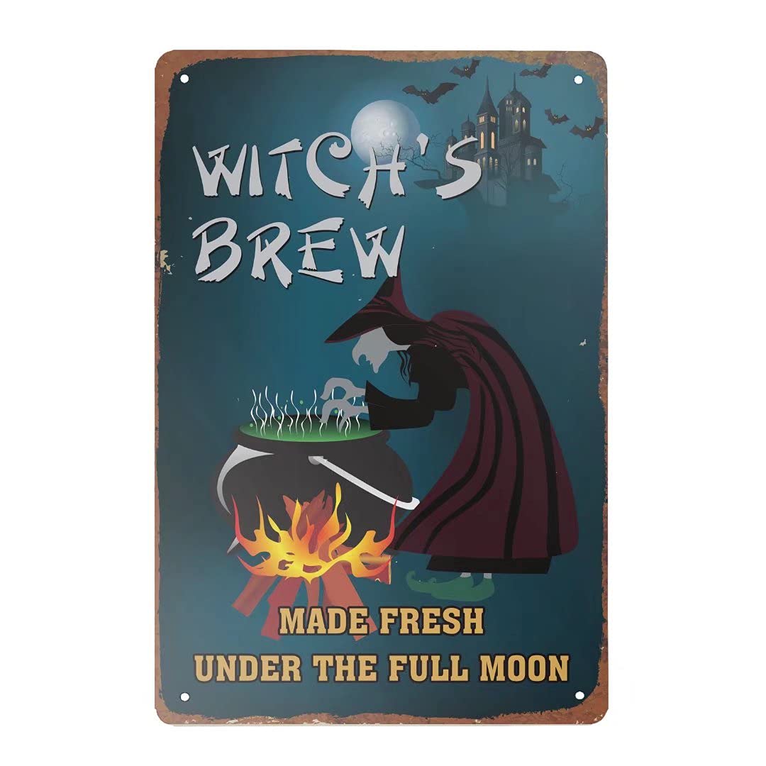 Rellcolle Witch's Brew Cafe & Bakery Wicked Good Coffee Poster Metal Tin Sign Aluminum Sign for Home Bar Wall Art Decor 11.8x7.8 Inch, 12x8 INCH