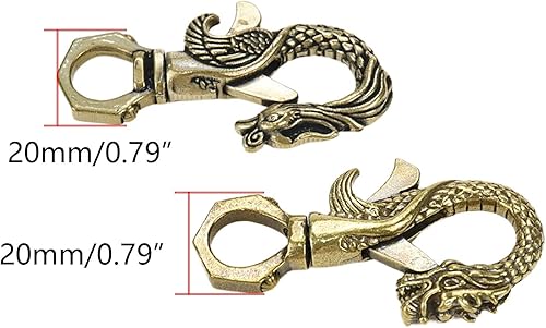 Miniatura 3 de 2pcs bronce creativo clave clip dragón llavero latón giratorio Snap, bronce