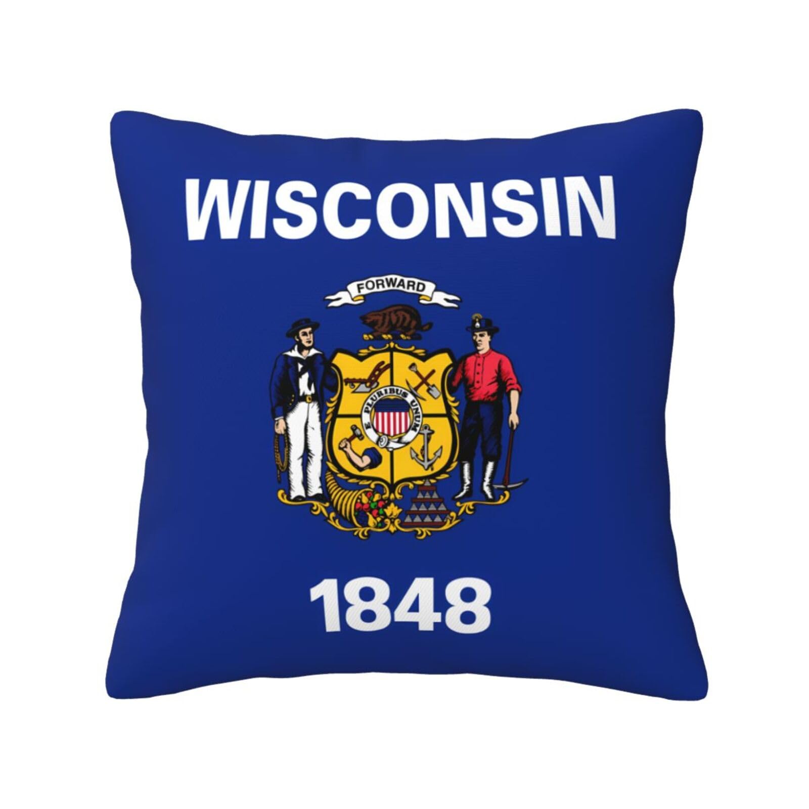 SXZVVBN Wisconsin State FlagDecorative Square Sofa Cushion Covers