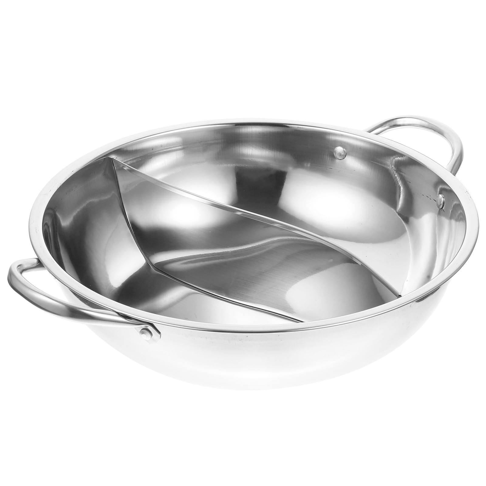 Housoutil Pot De Canard Mandarin Cuiseurs à Fondue Divisés Batterie De Cuisine à Soupe Double Face Poêle De Camping Fondue Chinoise Le Potage Acier Inoxydable Pot De Nouilles 28c Électrique
