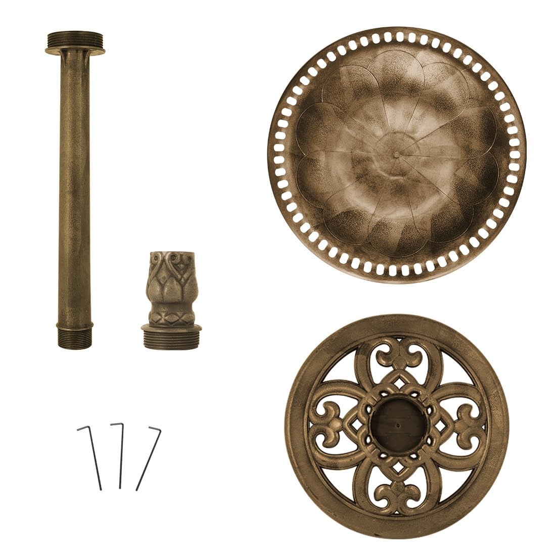 VIVOHOME Baño para Pájaros de Poliresina con Fuente Solar 2 en 1 Baño para Pájaros Antiguo para Jardín al Aire Libre Cuenco para Beber y Comer Pájaros Silvestres - 2