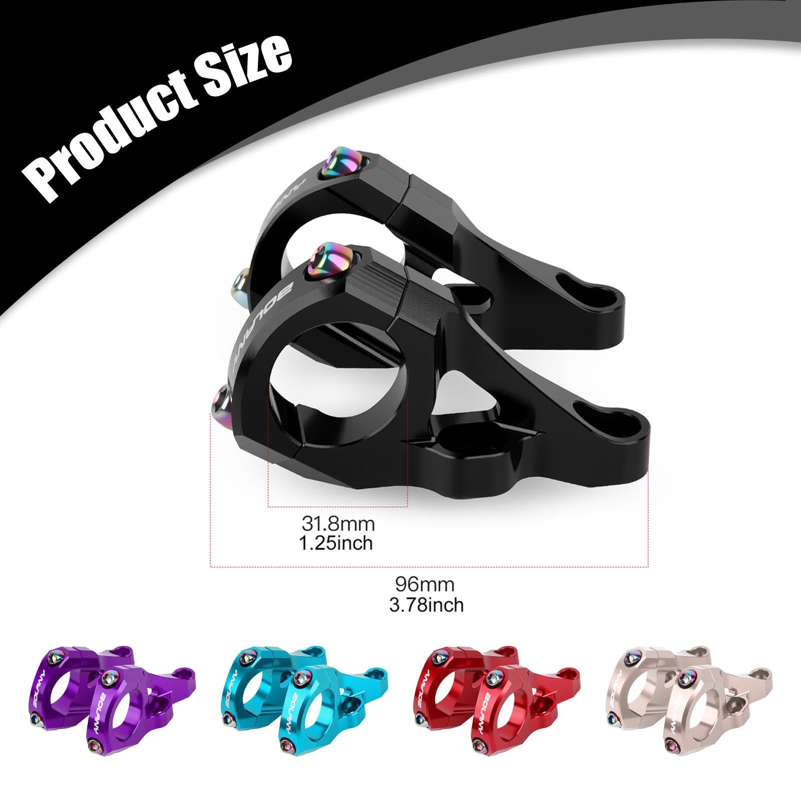 Homyl 2 Pezzi Attacco Manubrio Mountain Bike STEM Diretta Alluminio Leggero Struttura Rinforzata Sostituzione Rapida Facile Montaggio Adatto per Uomini Cicl