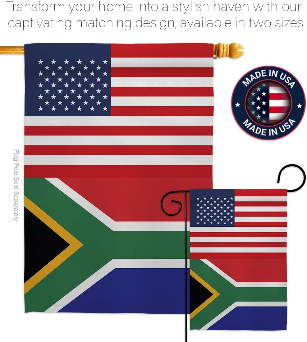 South Africa US Friendship Garden Flag - Regional Nationality Nation International World Country Particular Area - House Decoration Banner Small Yard Gift Double-Sided Made in USA 13 X 18.5
