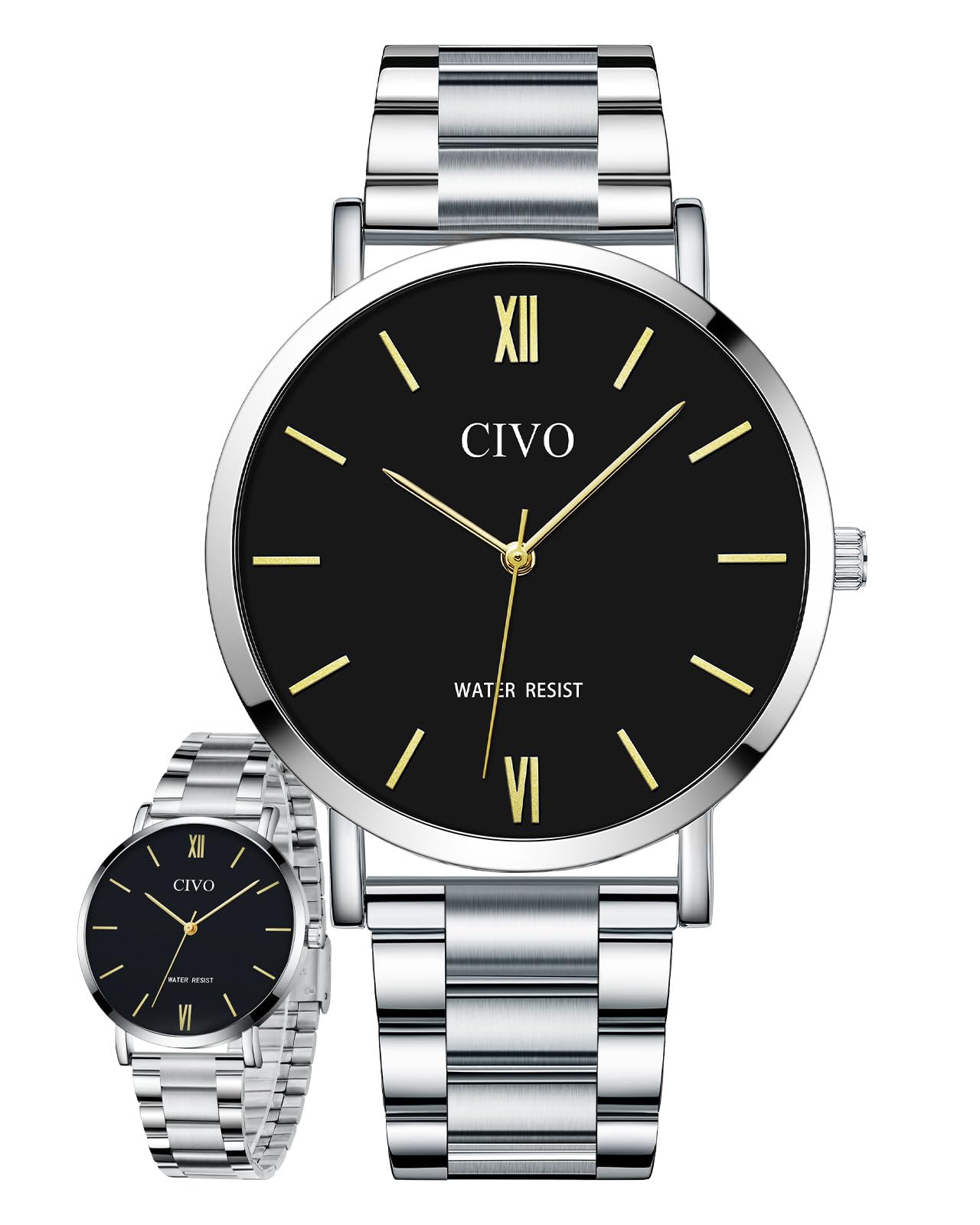 CIVO Heren Horloges Roestvrij Staal Analoge Datum Polshorloge Voor Mannen Waterdichte Quartz Horloges Mode Geschenken, Groen, standard, armband