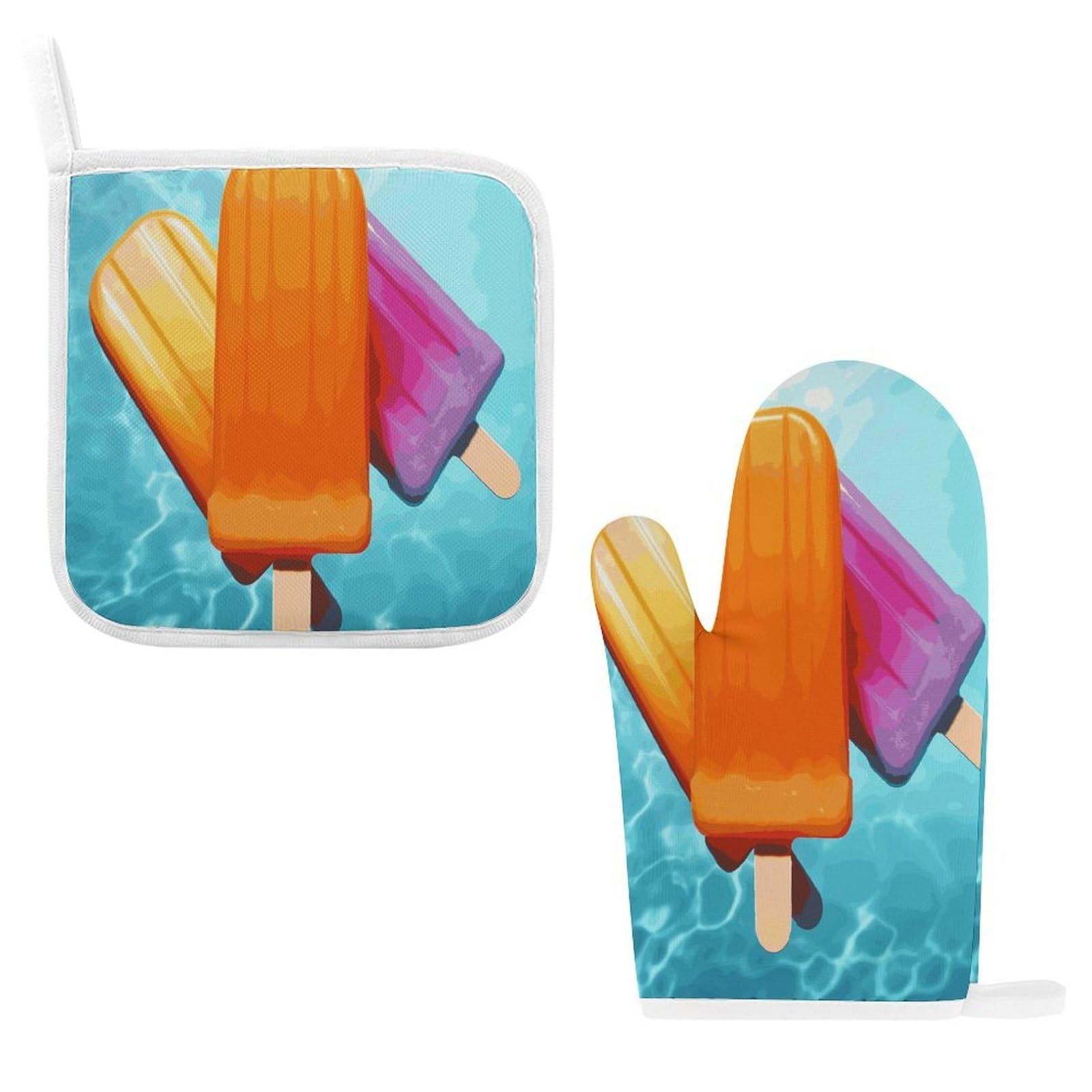 Btcowzrv Style Ice Popsicles Oven Mitts And Pot Holders 2Pcs Set