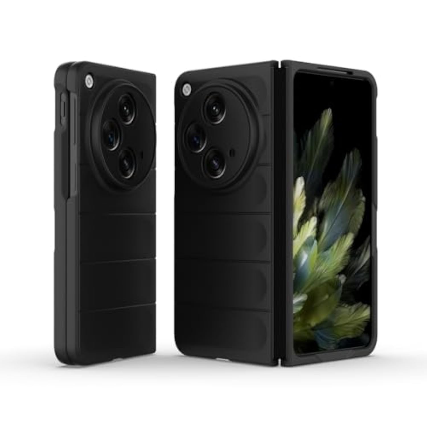 Gruattreay Liquid Silicone Case Compatible with Oneplus Open/OPPO Find N3 with Camera Lens Protection, Anti-Scratch Soft Microfiber Lining, Rubber Full Body Shockproof Cover (Black)