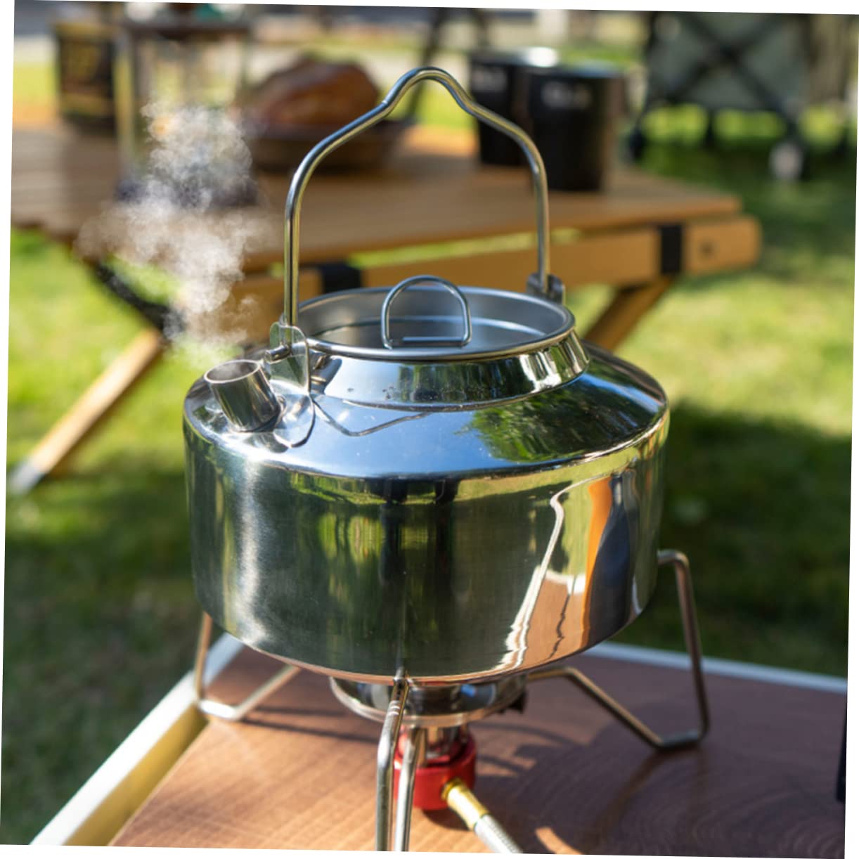 Homoyoyo Tetera De Camping Portátil Hervidor De Agua De Acero Inoxidable Resistente Ergonómica Para Estufa Cocina Al Aire Libre Para Camping Senderismo Actividades Al Aire Libre