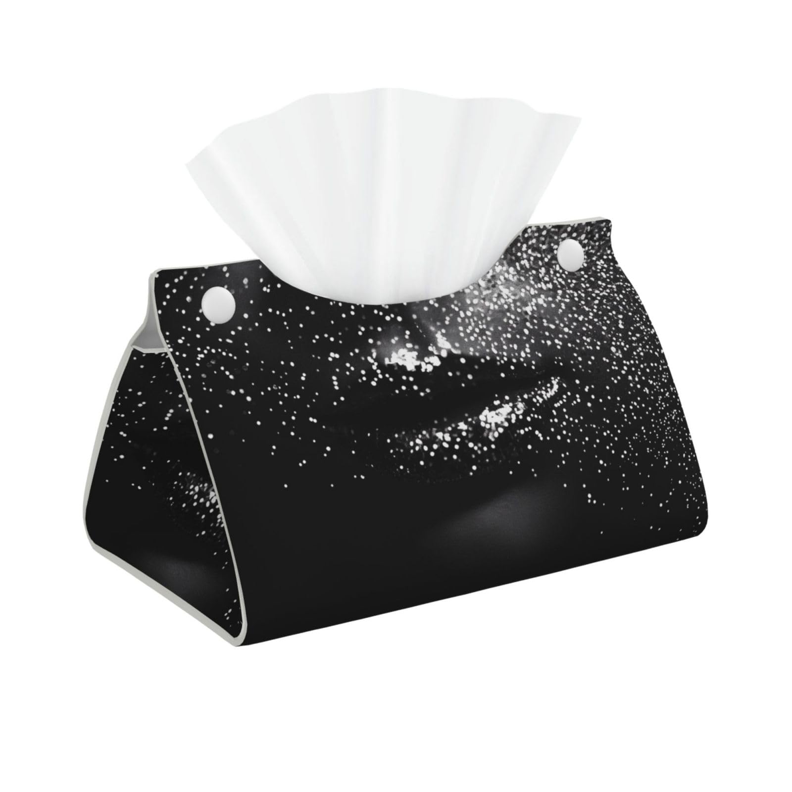 Black white glitter Print Tissue Box Cover Foldable Tissue Storage Box Leather Tissue Cube Box Holder for Living Room Bedroom Office Car Home Decor