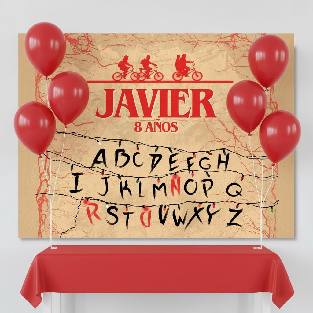 Cartel Personalizado StraangerrThinggs 100x80 cm, Pancarta Cumpleaños, Decoracion StraangerrThinggs