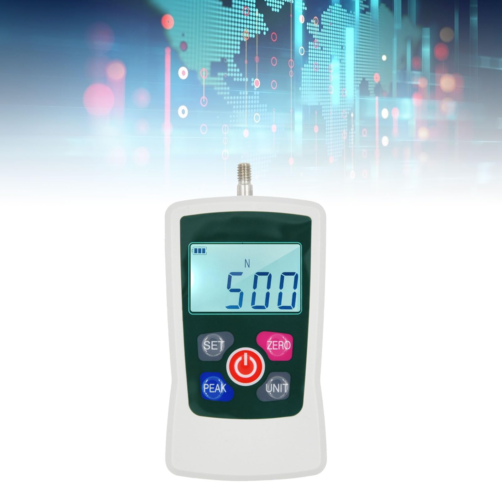 FTVOGUE Medidores de Fuerza Digitales, Medidor de Empuje y Tracción 500N con Pantalla Retroiluminada, Apagado Automático, Unidades Múltiples, para Medición de Fuerza Precisa