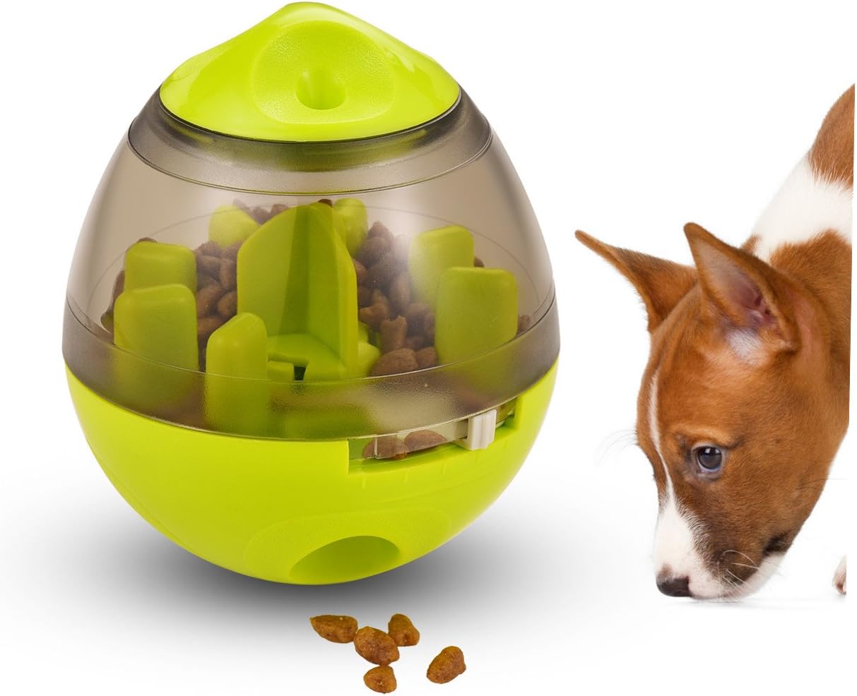 Pet Food Ball, FUN and INTERACTIVE Treat-dispensing Ball for Dogs & Cats, Dispenser Ball Toy, SLOW FEEDER, Increases IQ and MENTAL Stimulation, BEST alternative to Bowl Feeding with Tumbler Design