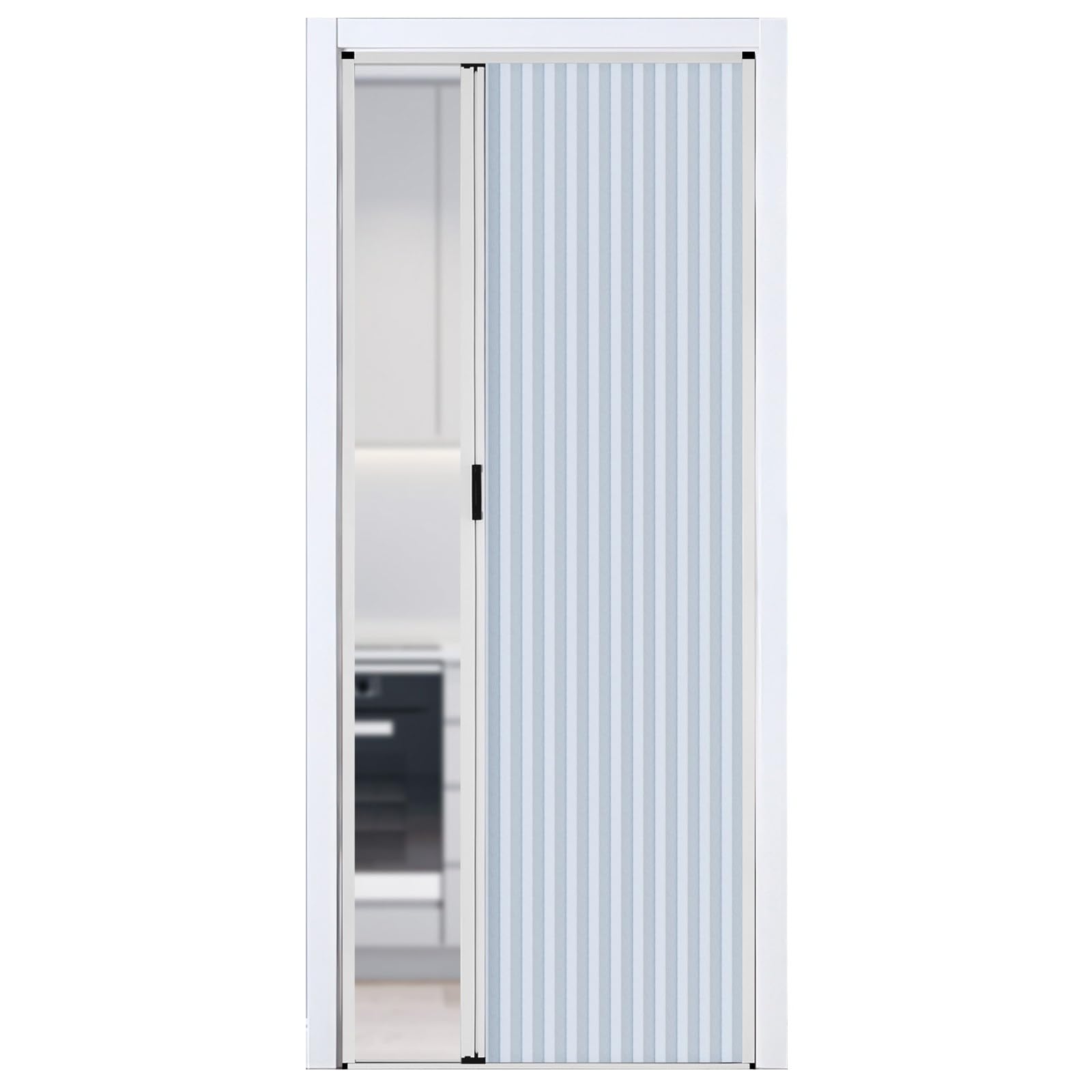 RENLXFI Concertina Door 195 CM Long Accordion Folding Internal Door, Honeycomb Temporary Multifold Cardboard Door w/White Aluminum Frame for Bedrooms Bathrom Kitchen Partition(White,WxH 80cmx195cm)