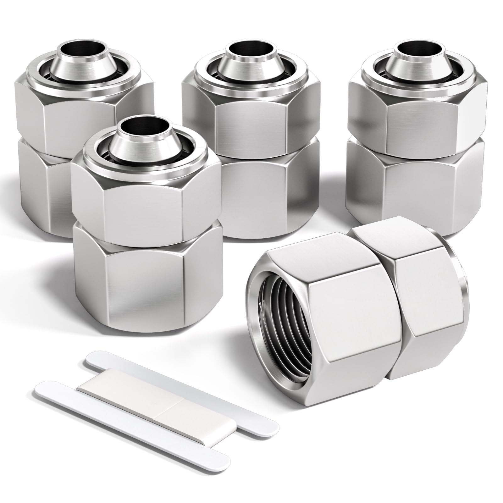 Bwintech 5 Pcs 8mm Tubing OD x 1/8" Female BSP Thread Straight Push to Connect Lock Nut Tube Pneumatic Fitting, KPCF8-01 Quick Air Line Adapter