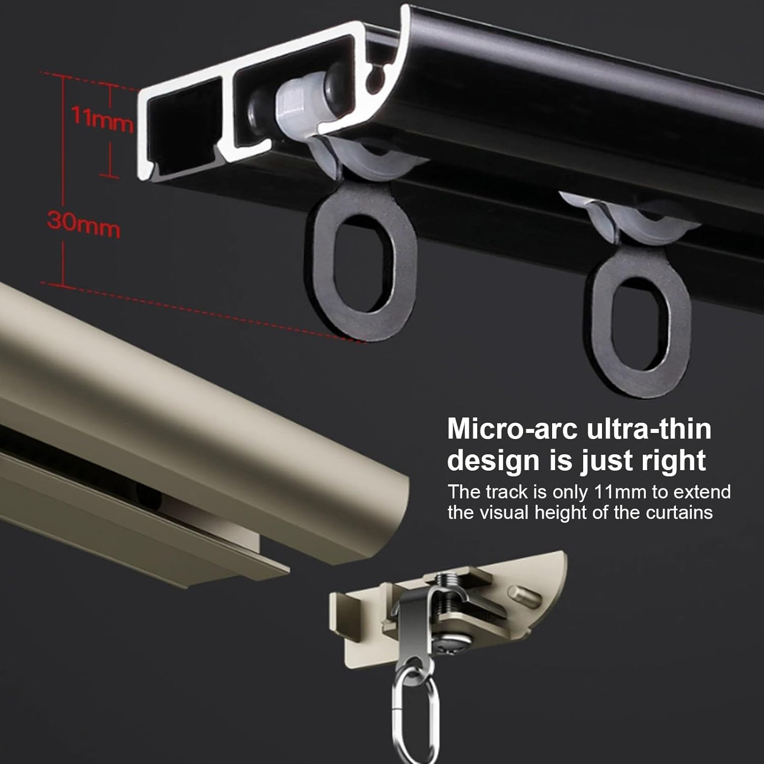 Cafe curtain rod,Aluminum Alloy Curtain Track Rail,curtain track ceiling mount,cafe curtain rod,Scope of application:Suitable for living rooms,bathrooms,bedrooms,ceilings,bay windows ( Color : White ,
