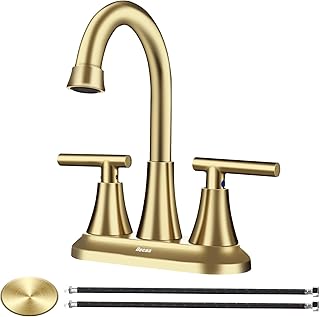 4 Inch Bathroom Faucets for Sink 2-3 Hole, Faucet for Bathroom Sink with Pop-up Drain & Supply Hoses, 2-Handle 360 Swivel Spout Stainless Steel Lead-Free, Centerset Faucet for Bathroom Vanity Lavatory