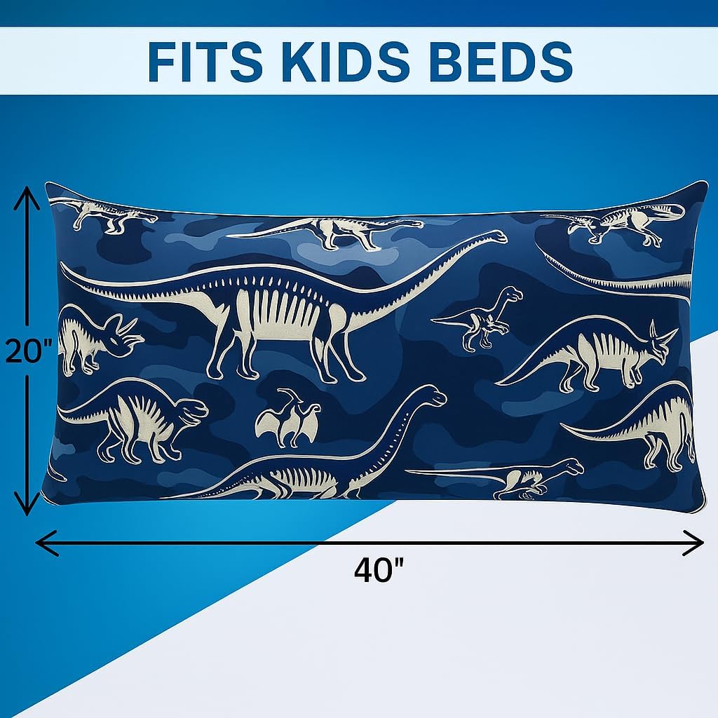 Heritage Kids Body Pillow,Dinosaur Print Design, Soft Plush Cover,Decorative Bed Pillow,40"x20"