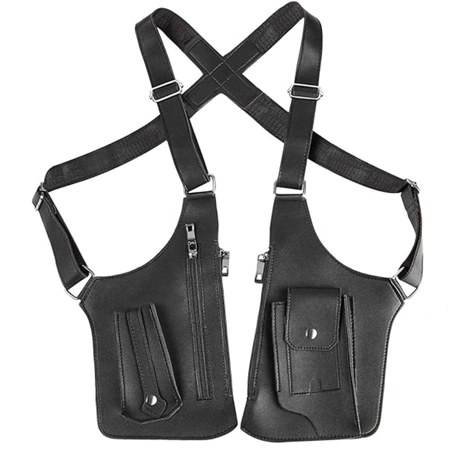 Générique Sac Bandoulière Double Homme, Sac De Harnais D'épaule, Harnais Antivol Cuir Homme,Sac à Bandoulière Double avec Réglable Étui Antivol pour Portefeuille et Téléphone