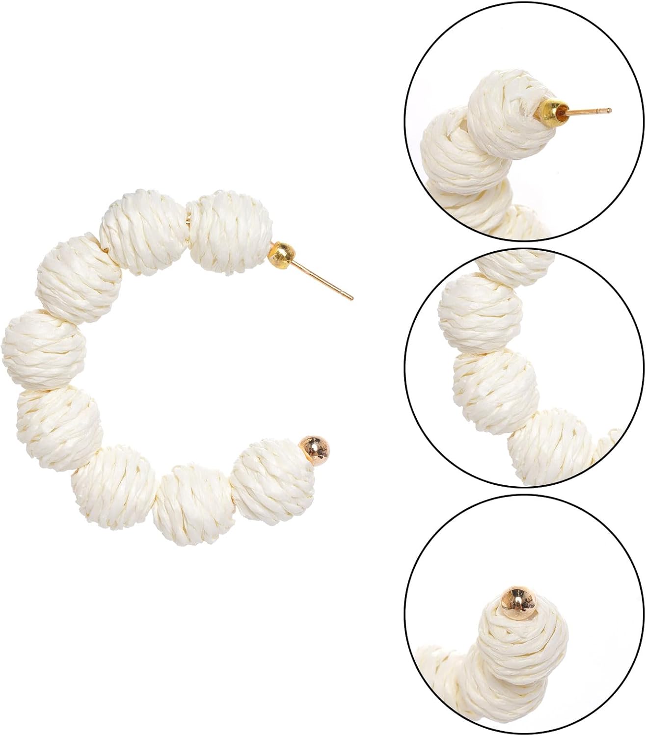 hoyuwak Raffia Hoop Boho Earrings for Women Cute Rattan Circle Dangle Drop Jewelry for Summer Beach Vacation - Image 3