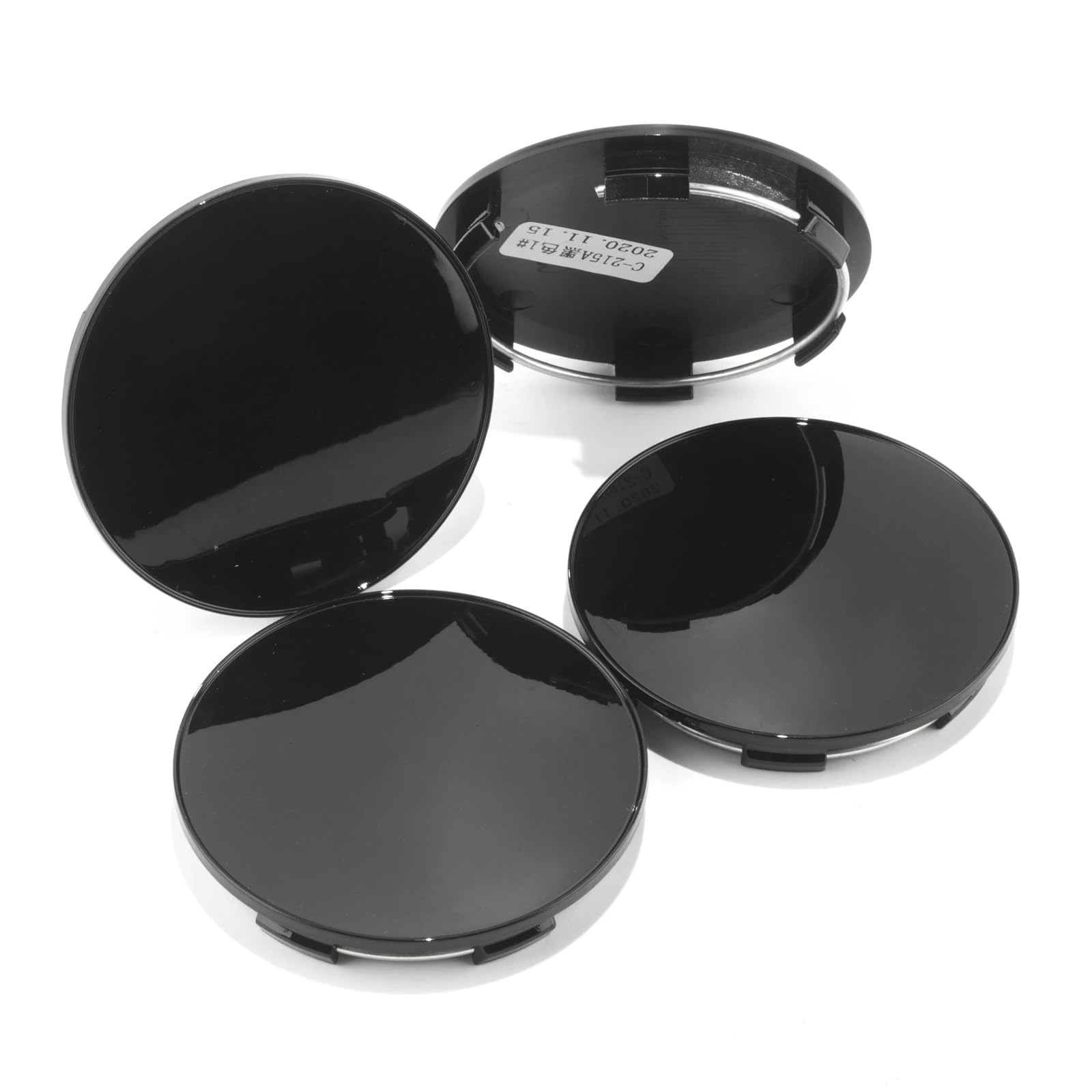 Lot de 2/4 Cache-moyeux universels for Jantes Voiture, diamètre extérieur 66 mm/2,60 po, intérieur,3,38, compatibles avec Les Accessoires décoration(Black 2pcs)